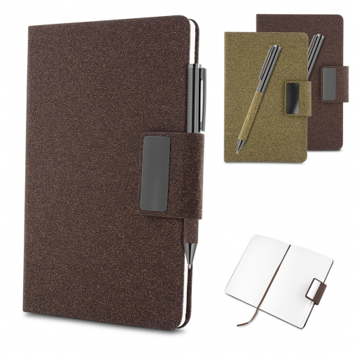 Kit Escritório em PU e Fibra de Café ou Chá e Caneta Metálica 20,7 x 13,2-mB03907