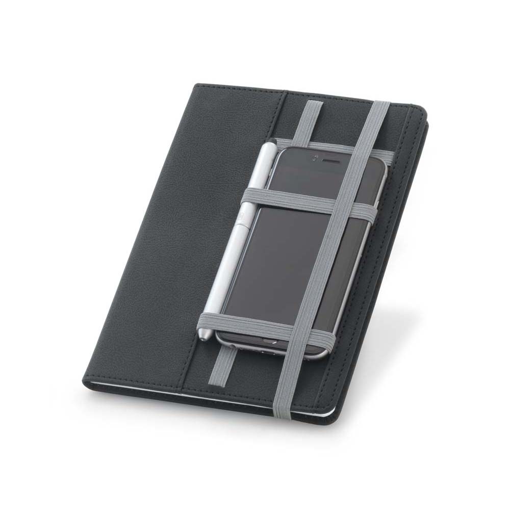 Caderno capa dura em couro sintético 21x15cm