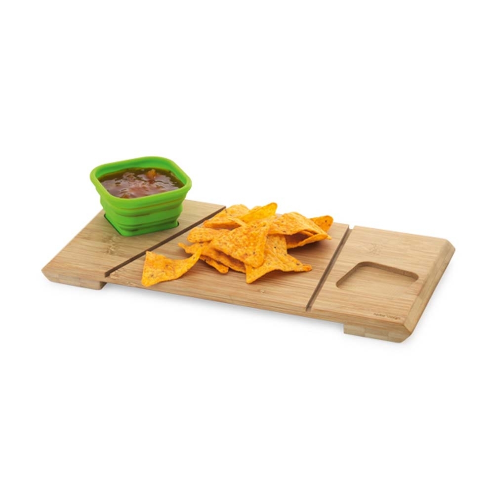 Base de mesa em bambu com 2 potes em silicone 