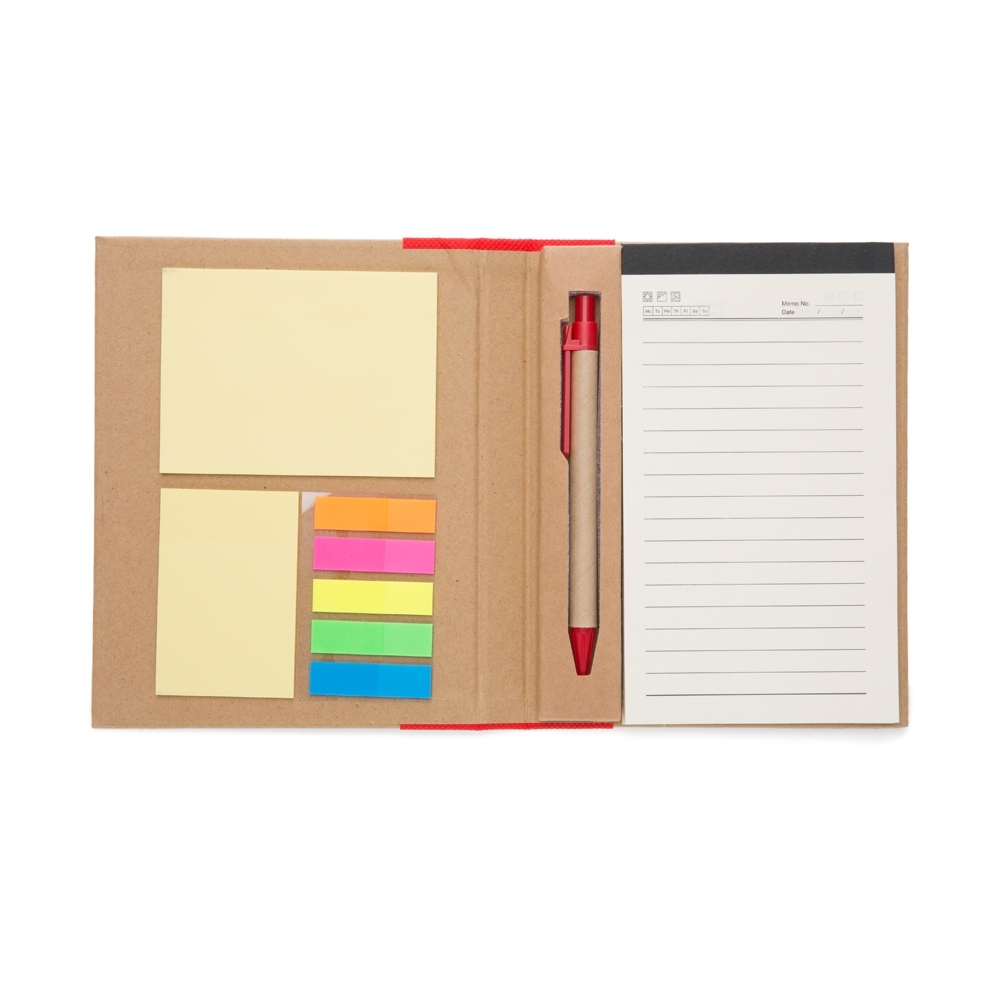 Bloco de anotação com post-it e caneta 18,1 cm x 14,1 cm - Caneta 13,9 cm x 1,5 cm