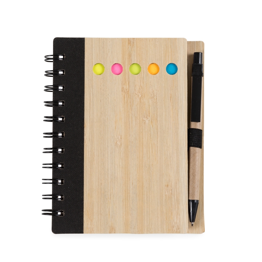 Bloco de Anotações Bambu com Caneta 16 cm x 13,3 cm