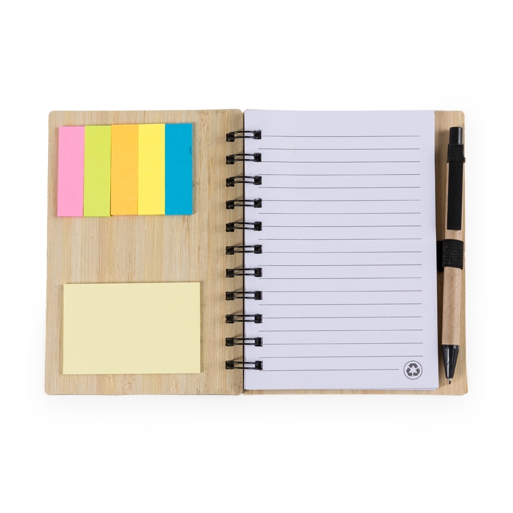 Bloco de Anotações Bambu com Caneta 16 cm x 13,3 cm