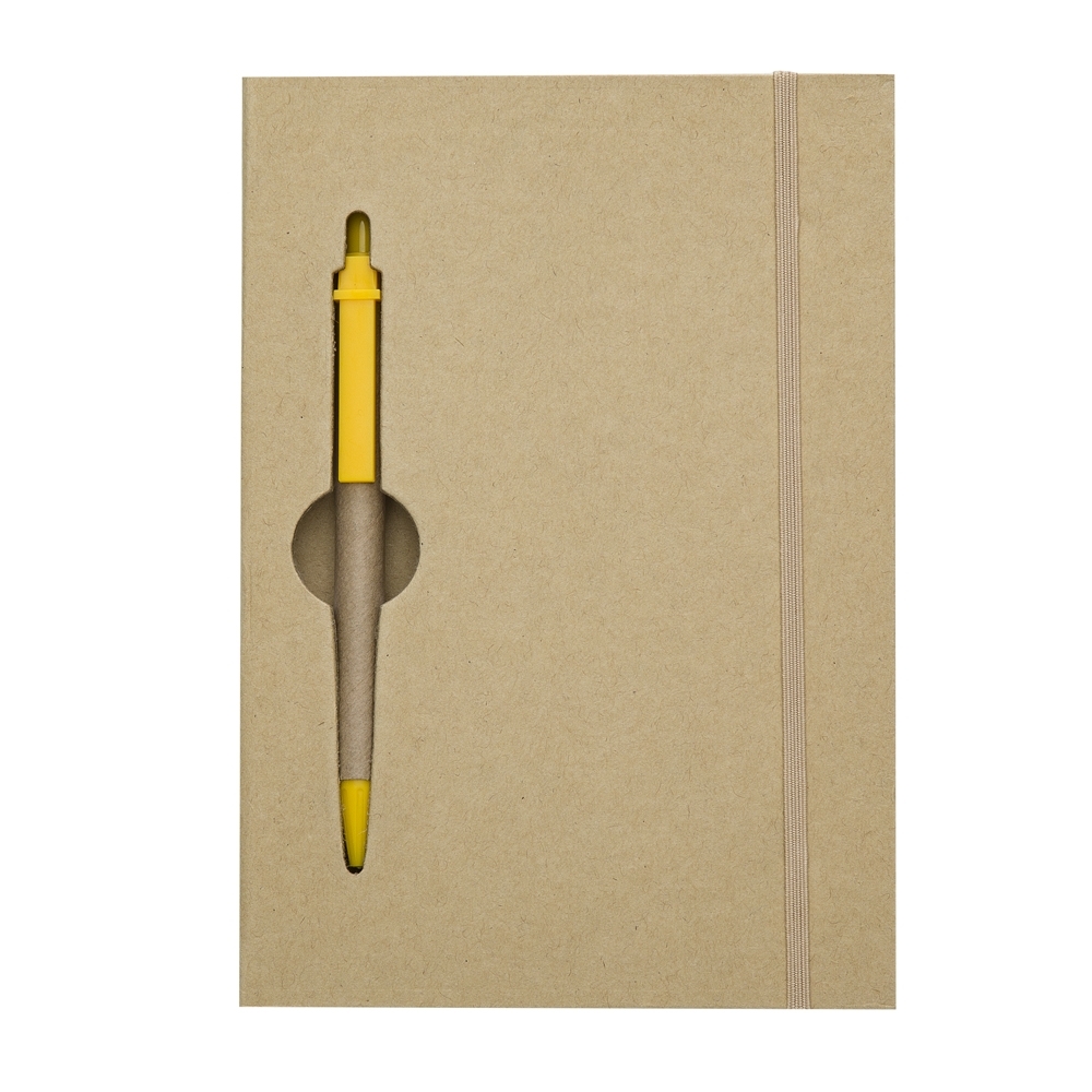 Bloco de anotações ecológico com caneta 19,9 cm x 13,5 cm x 1,7 cm, com pauta