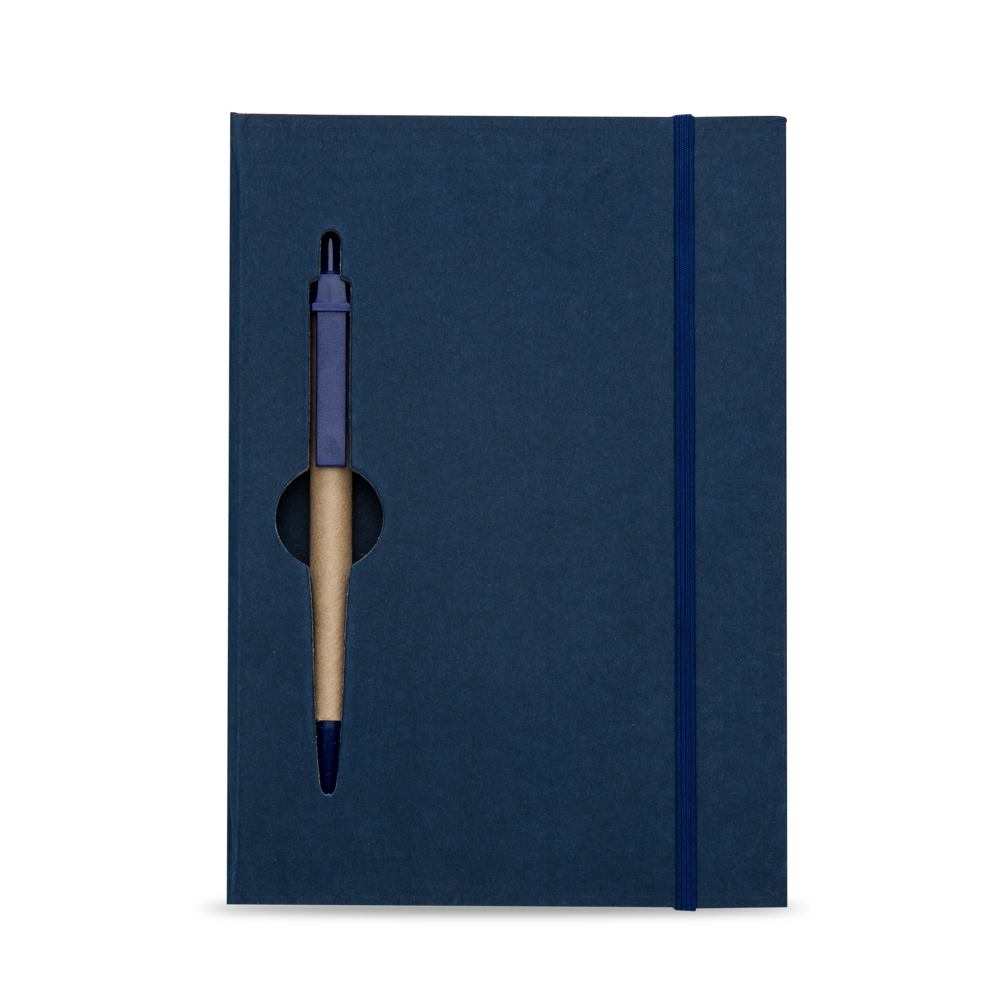 Bloco de anotações ecológico com caneta 19,9 cm x 13,5 cm x 1,7 cm, com pauta
