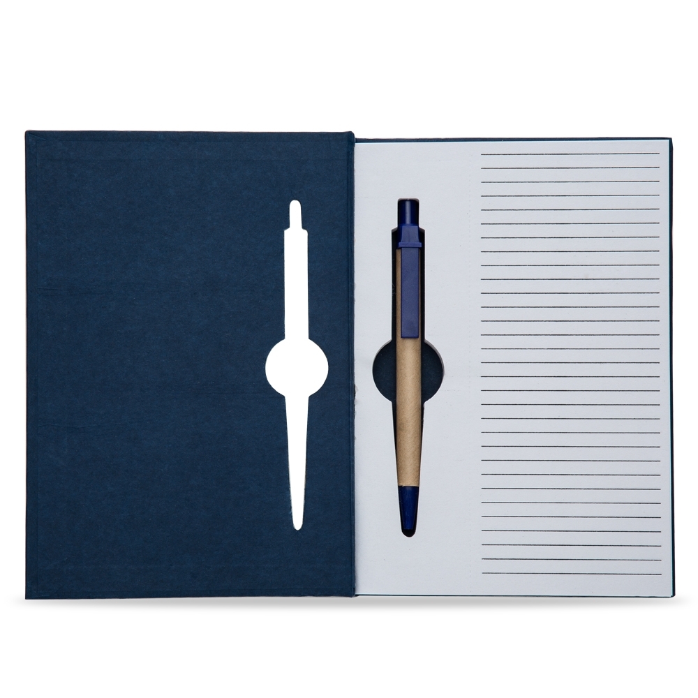Bloco de anotações ecológico com caneta 19,9 cm x 13,5 cm x 1,7 cm, com pauta