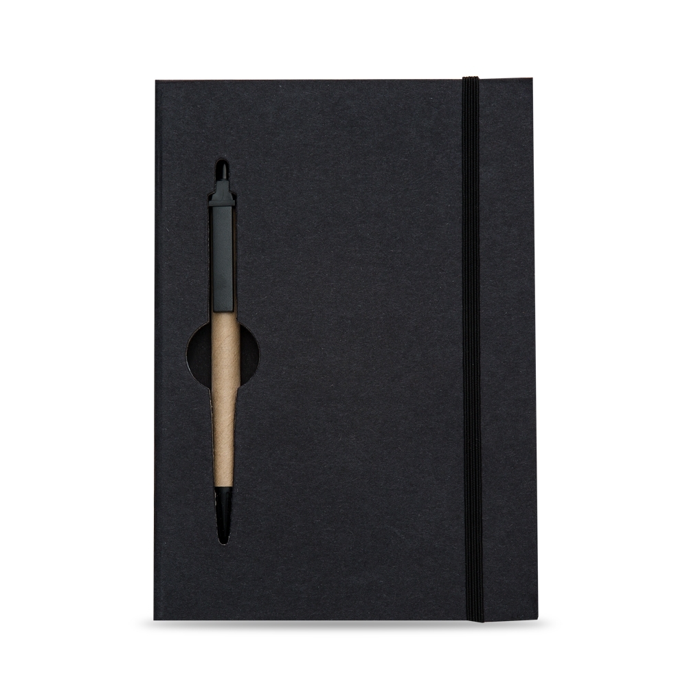 Bloco de anotações ecológico com caneta 19,9 cm x 13,5 cm x 1,7 cm, com pauta