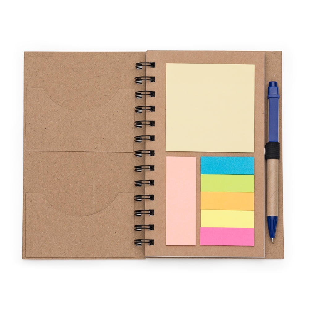 Bloco de anotações com caneta e post-it 18,2 cm x 12,1 cm