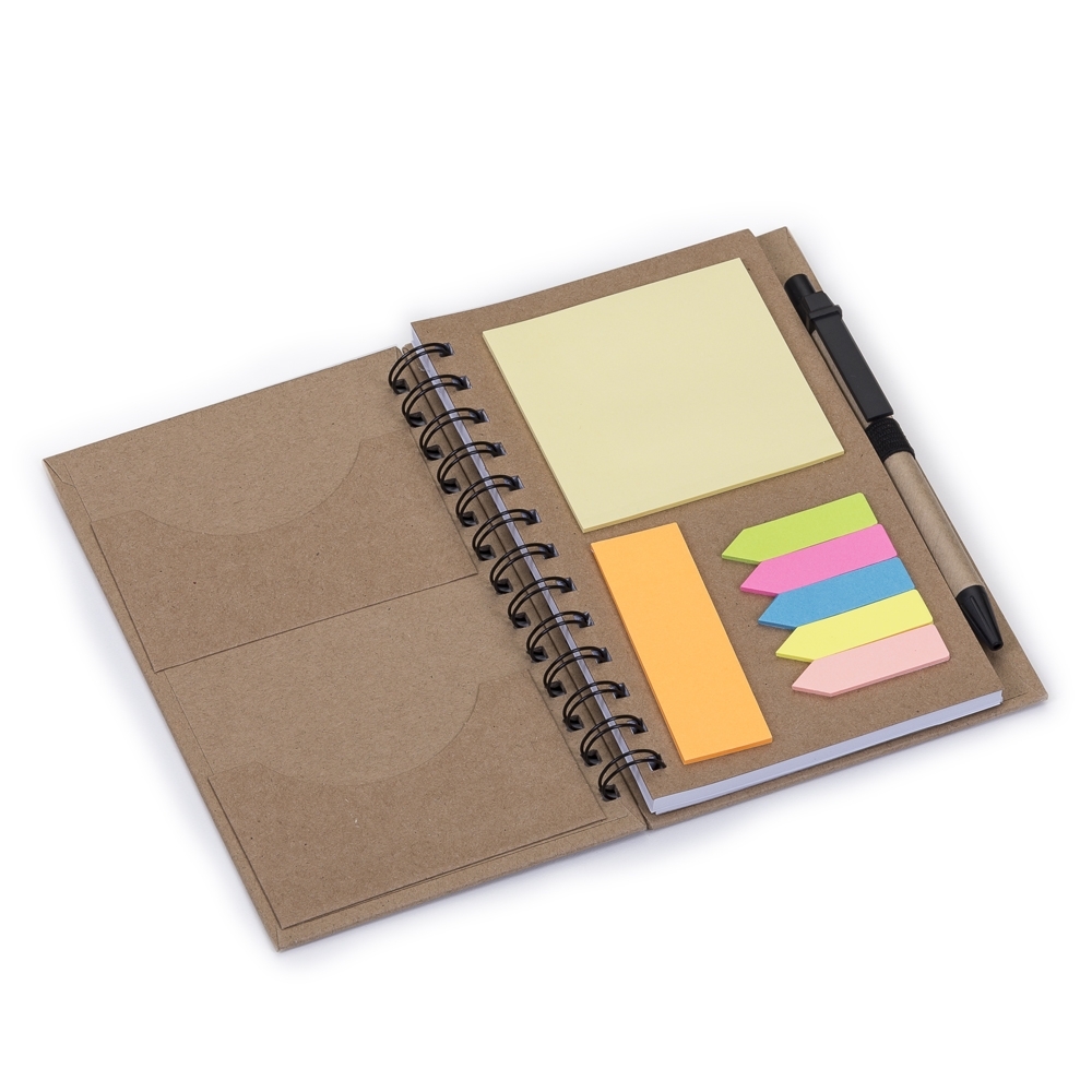 Bloco de anotações com caneta e post-it 18,2 cm x 12,1 cm