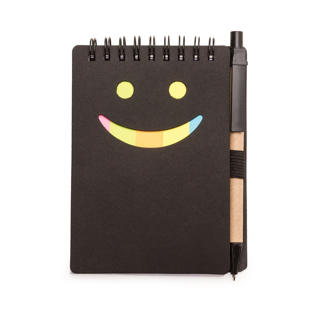 Bloco de anotações com post-it e caneta 14 cm x 10,4 cm – Caneta 13,9 cm x 1,3 cm