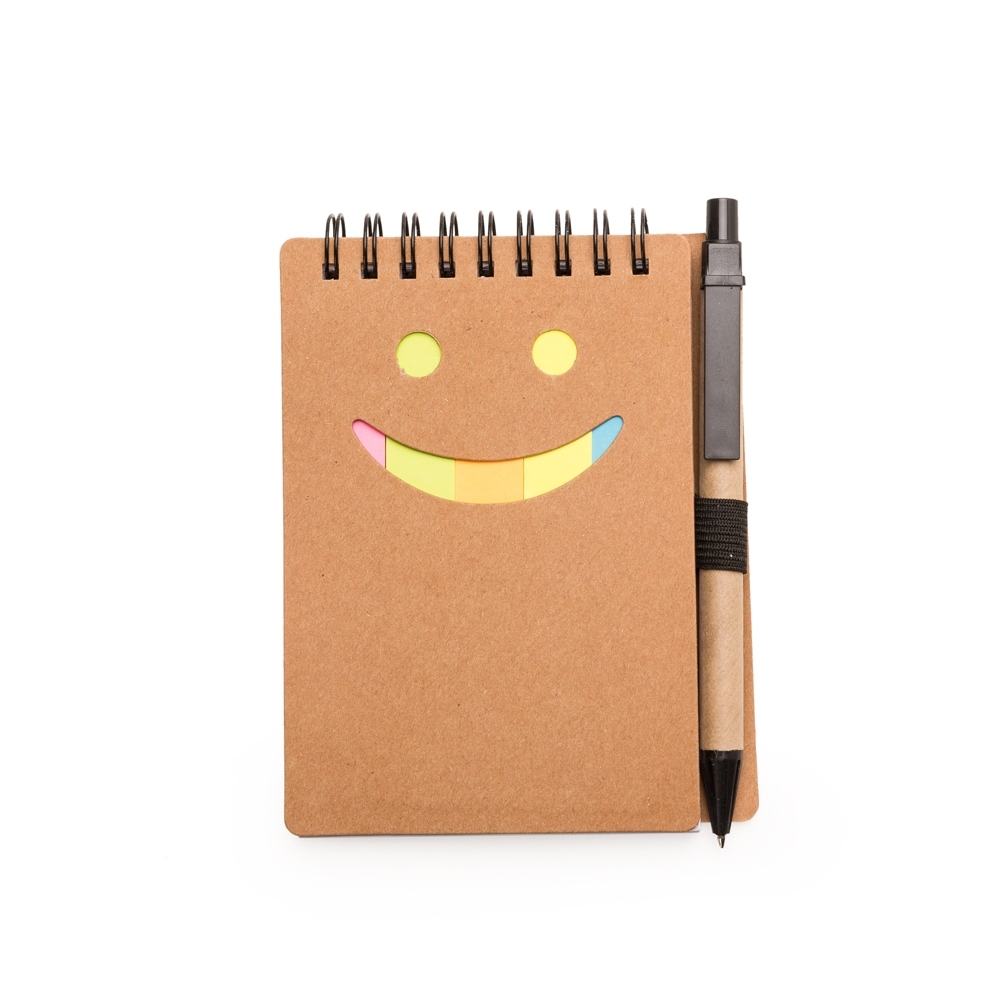 Bloco de anotações com post-it e caneta 14 cm x 10,4 cm – Caneta 13,9 cm x 1,3 cm
