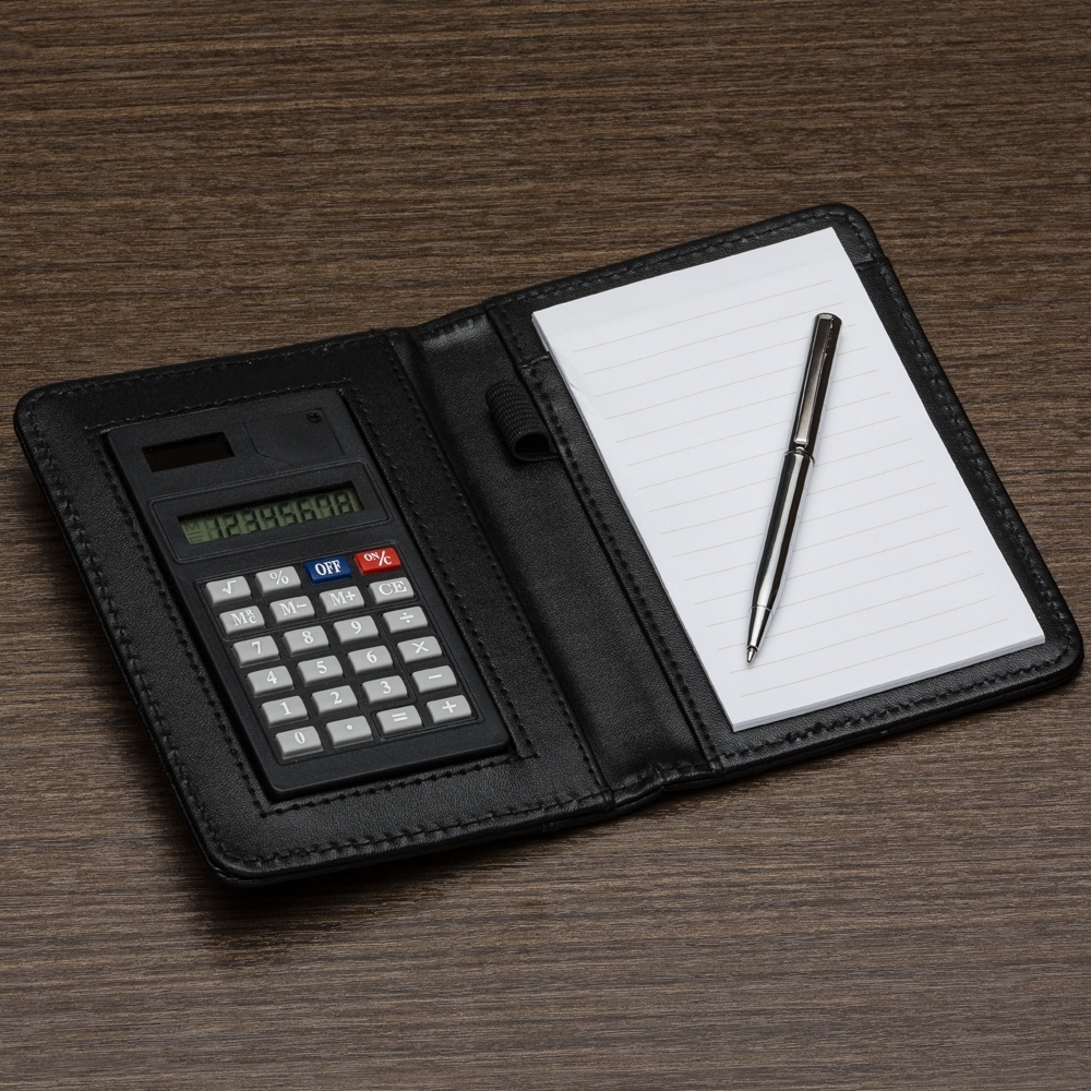 Bloco de anotações com calculadora 15,3 cm x 10,4 cm