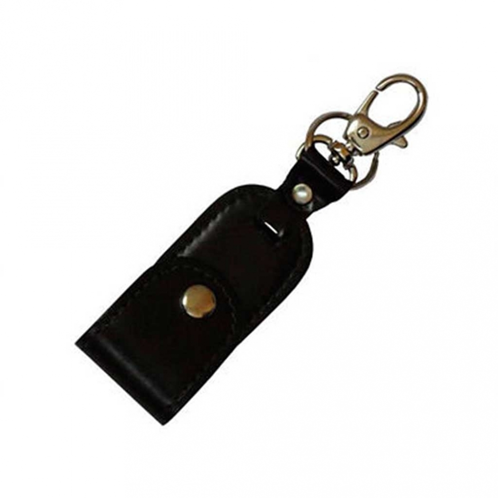 Chaveiro em couro aveludado porta pen drive 