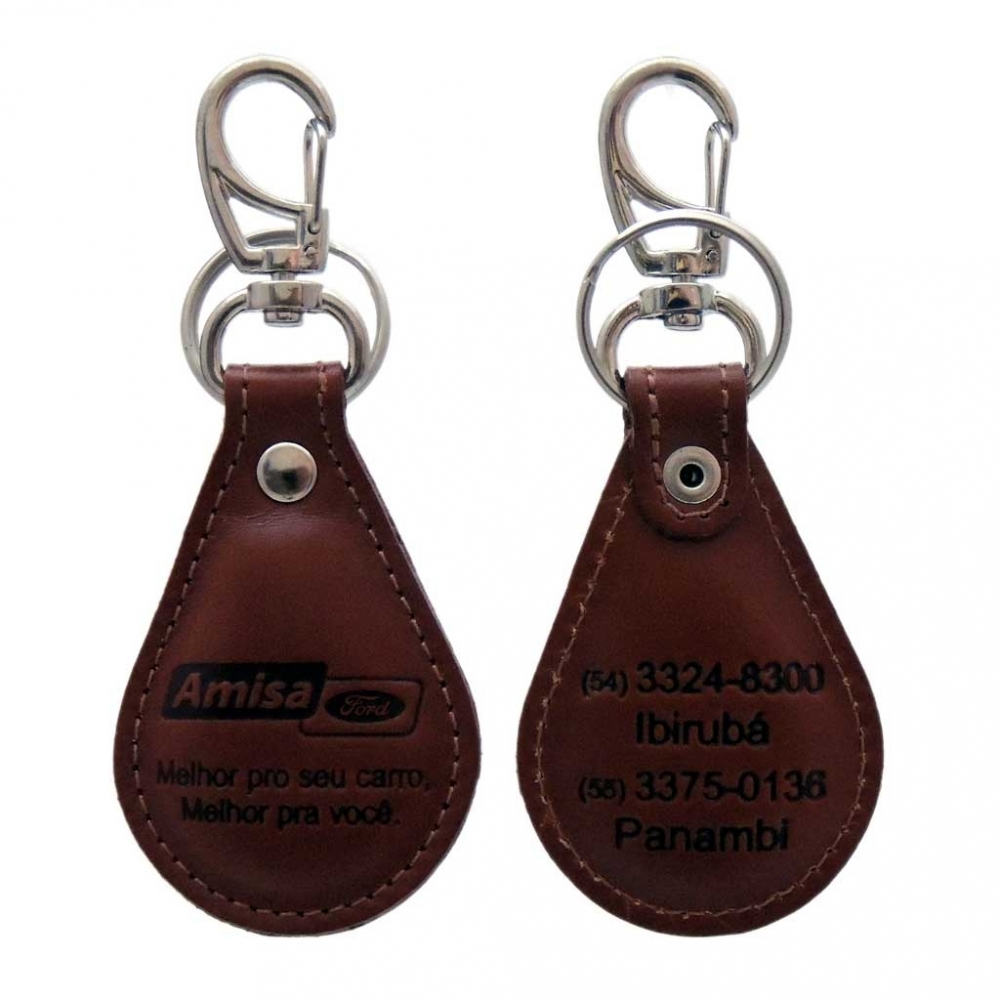 Chaveiro em couro formato gota ou formato especial