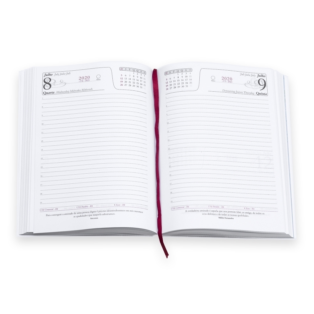 Agenda Diária 2020. Tamanho: 20 CM X 14,5 CM