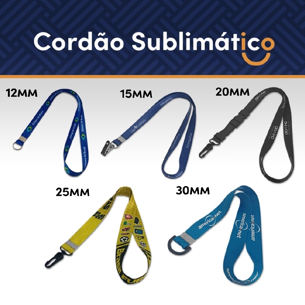 Cordão para crachá em poliester acetinado 