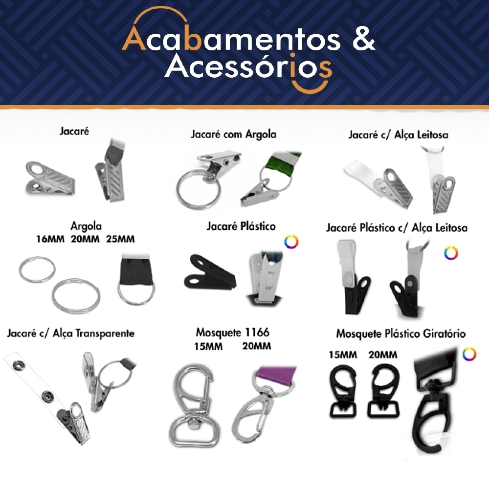 Cordão para crachá em poliester acetinado 