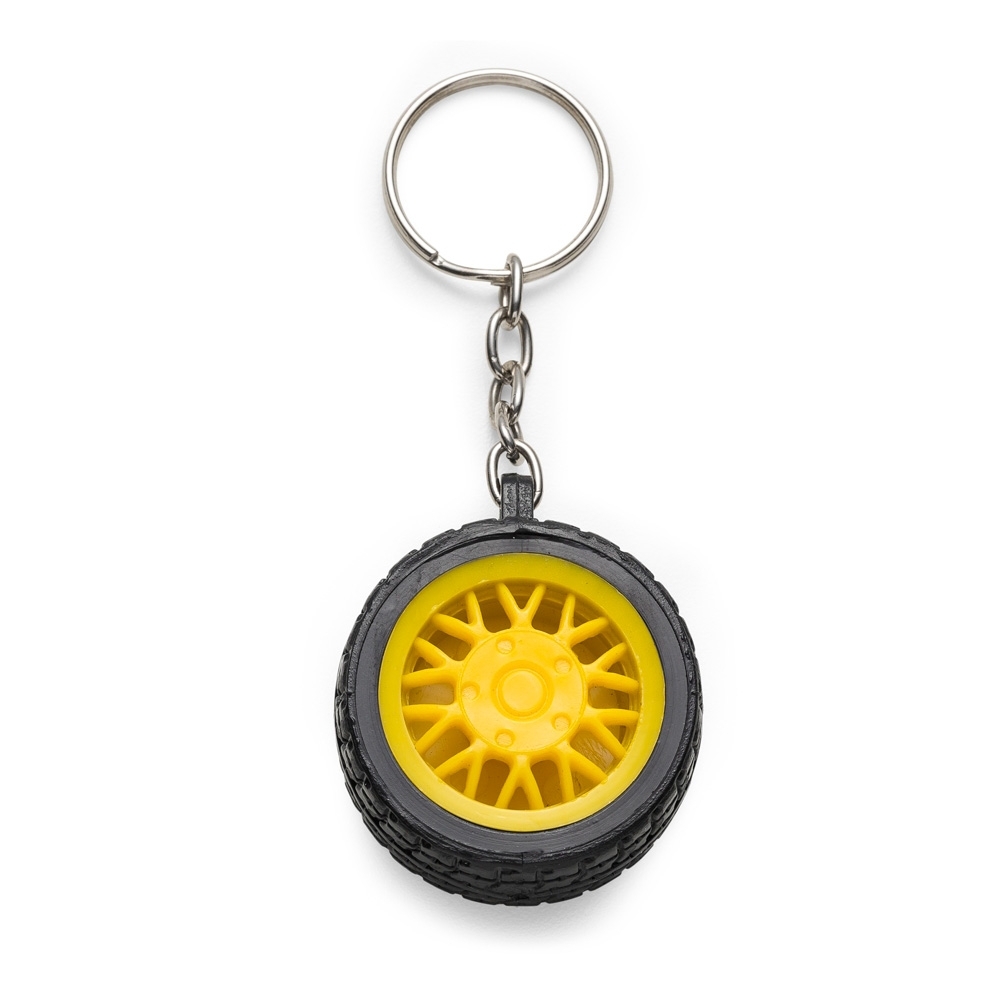 Chaveiro pneu com roda de plástico