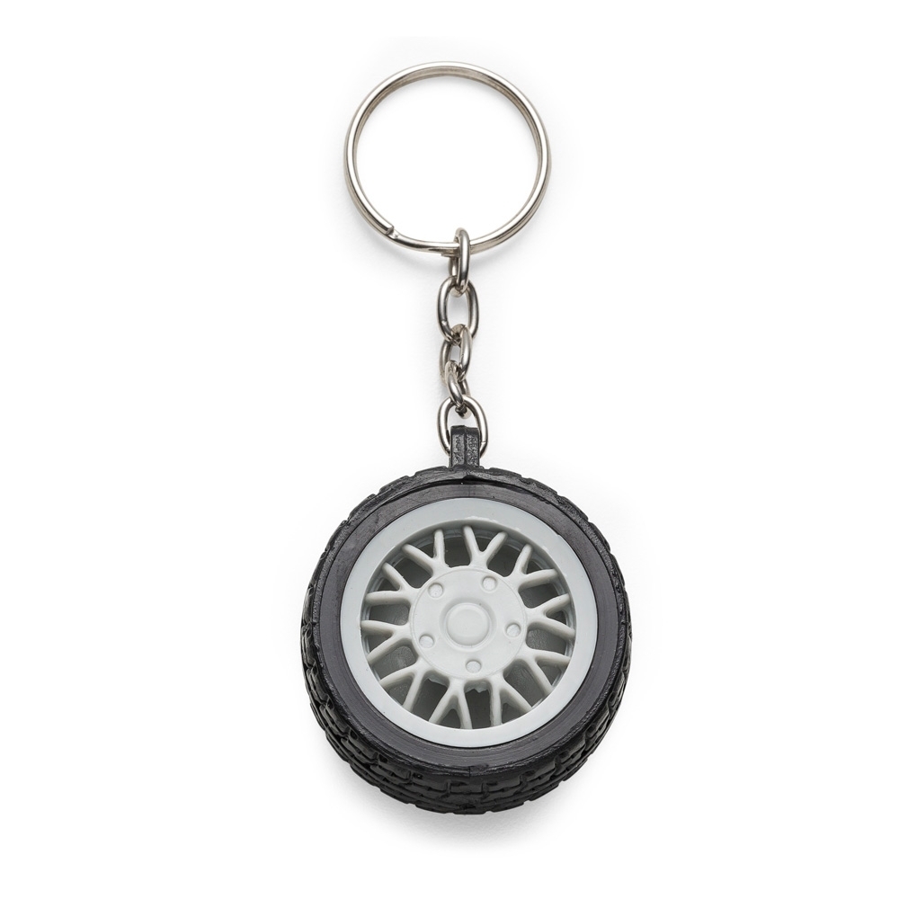 Chaveiro pneu com roda de plástico