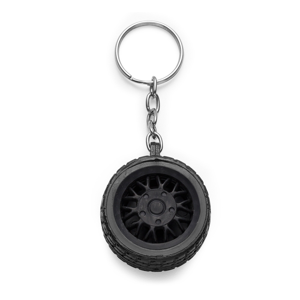 Chaveiro pneu com roda de plástico