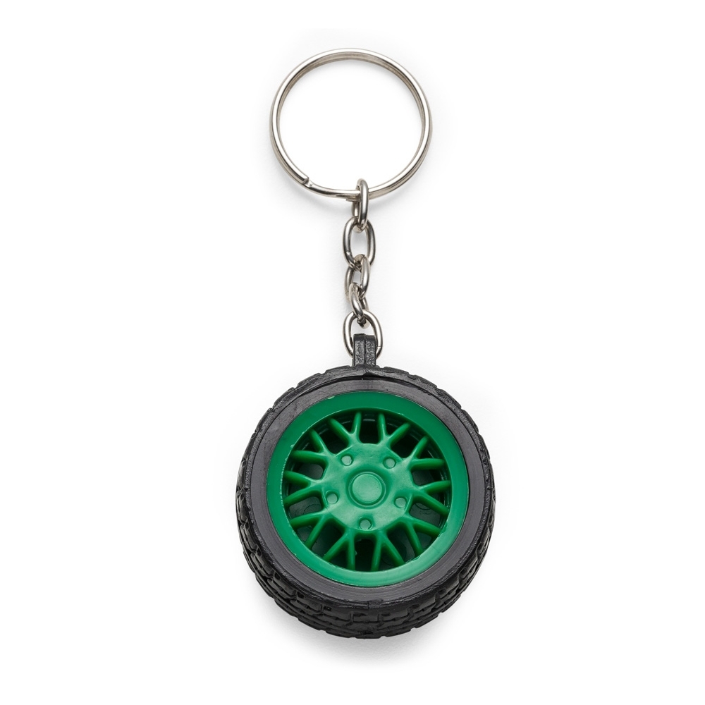 Chaveiro pneu com roda de plástico