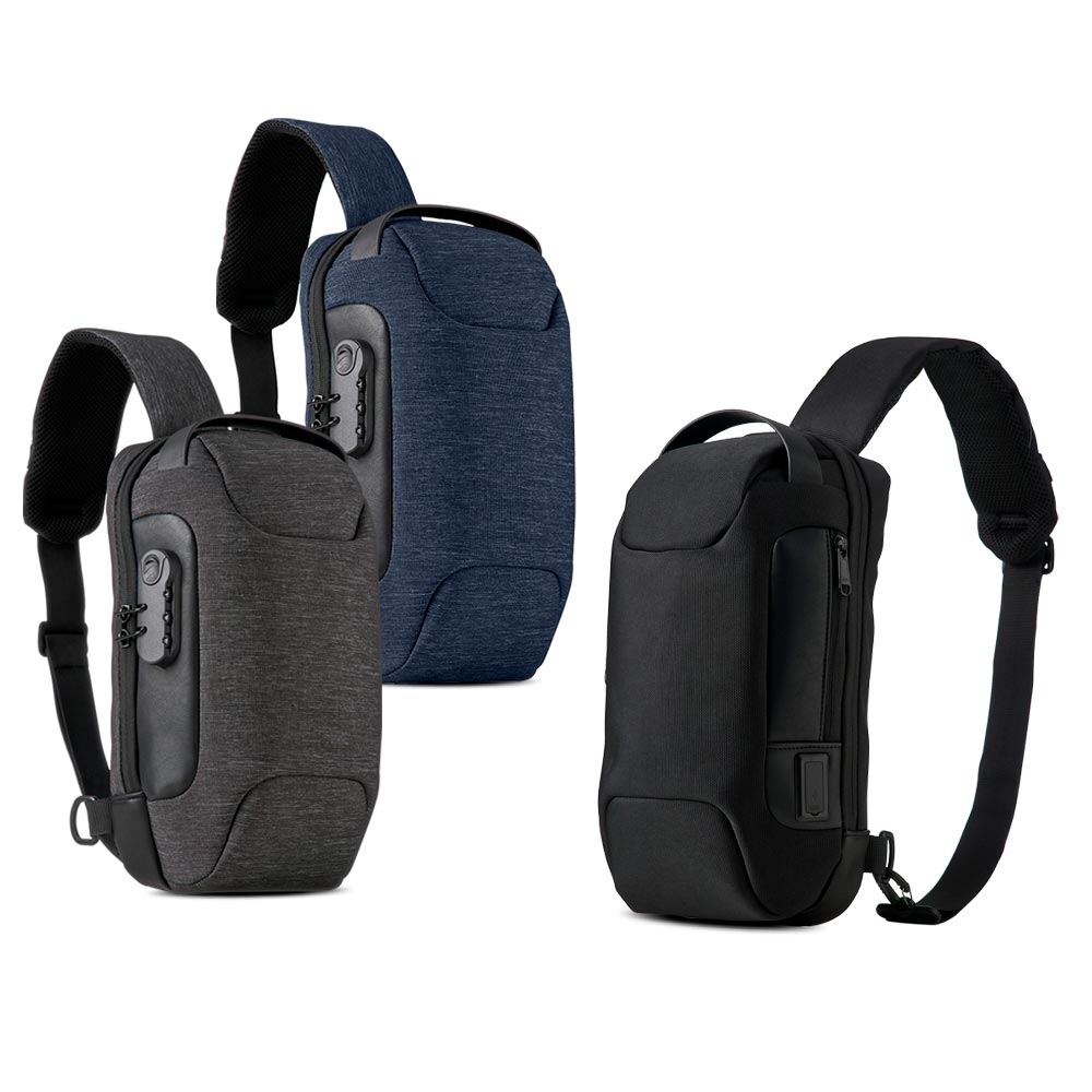 Mochila de Ombro USB Anti-Furto (35,5x20x15cm)