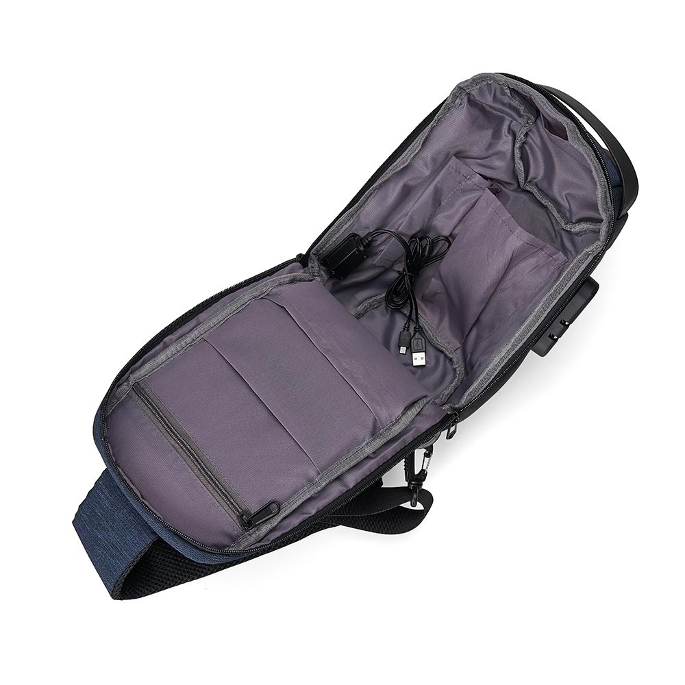 Mochila de Ombro USB Anti-Furto (35,5x20x15cm)