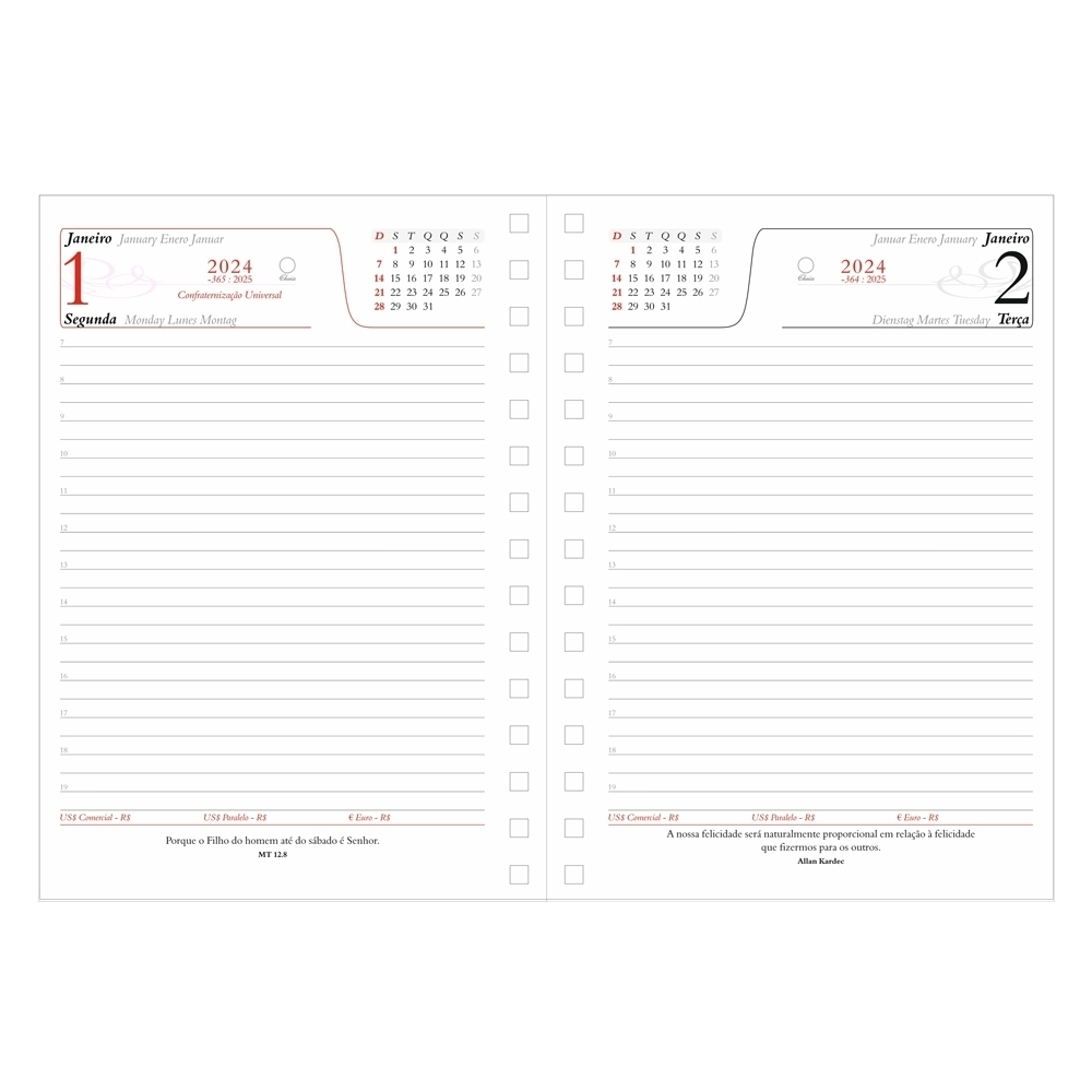 Agenda diária Wire-o 16,0 x 20,0