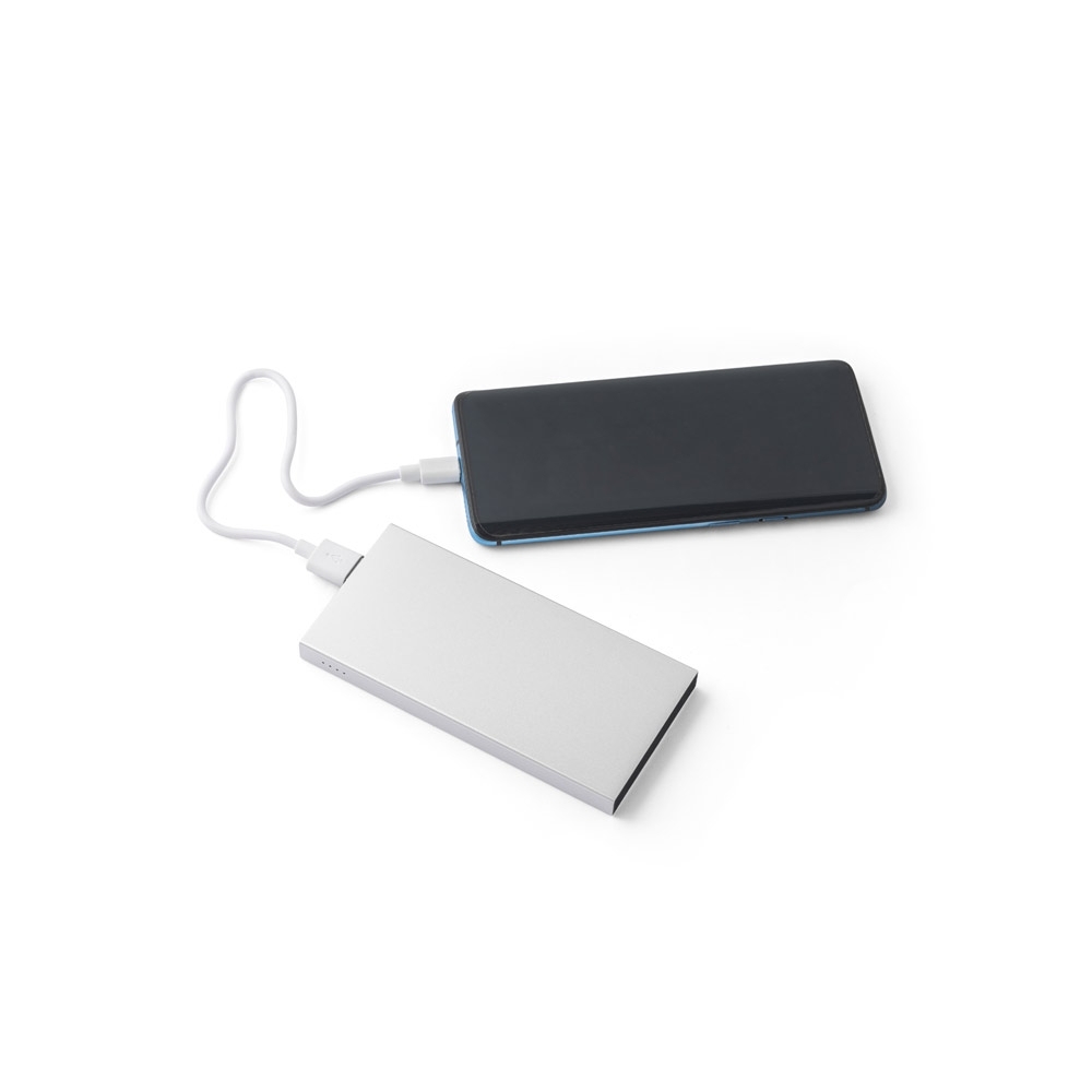 Bateria portátil em alumínio 100% reciclado e bateria em lítio 10.000 mAh