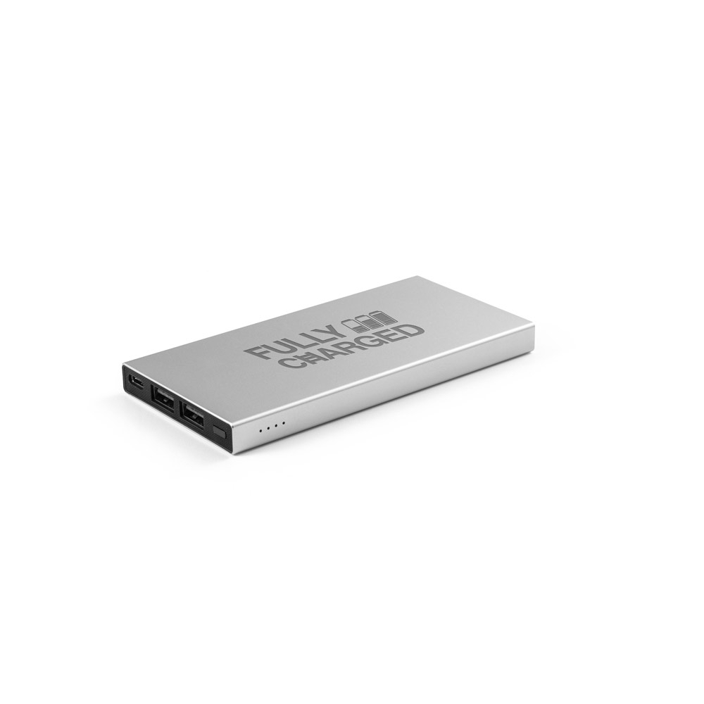 Bateria portátil em alumínio 100% reciclado e bateria em lítio 5.000 mAh