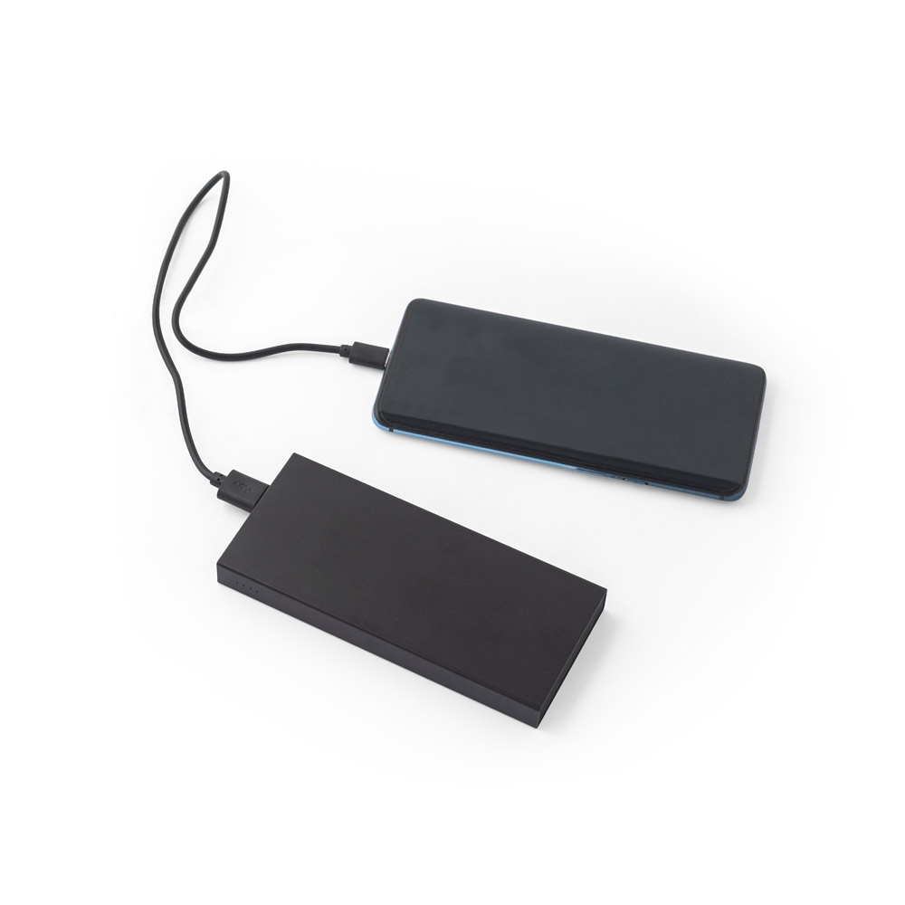 Bateria portátil em alumínio 100% reciclado e bateria em lítio 5.000 mAh