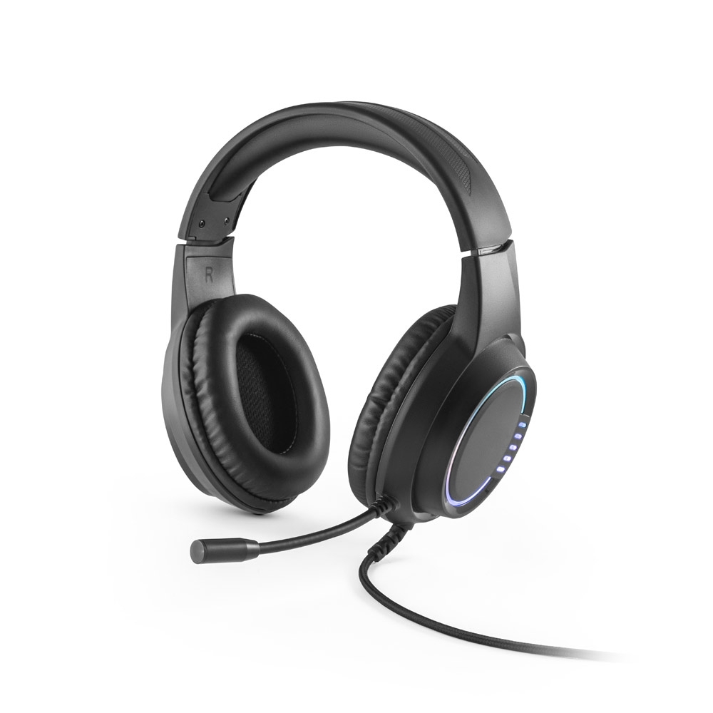 Fones de ouvidos com microfone incorporado e luzes RGB