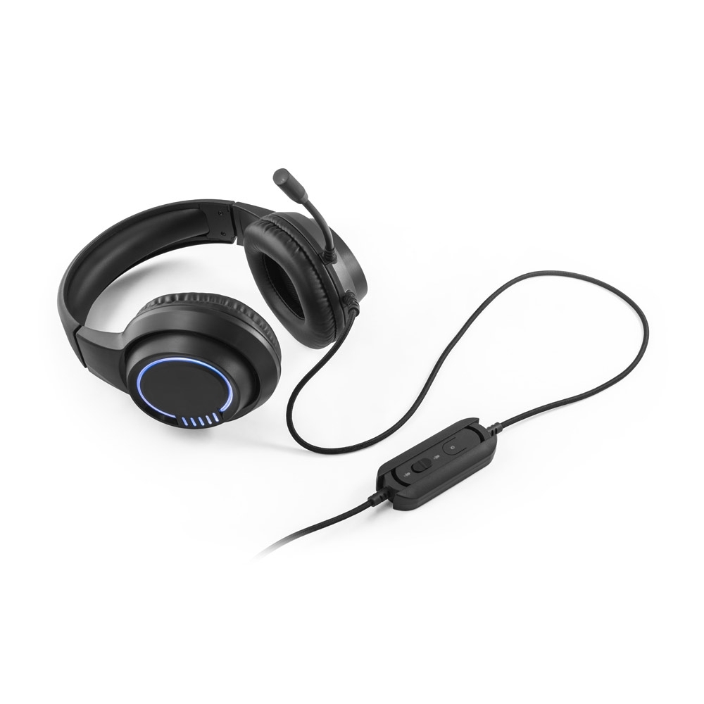 Fones de ouvidos com microfone incorporado e luzes RGB