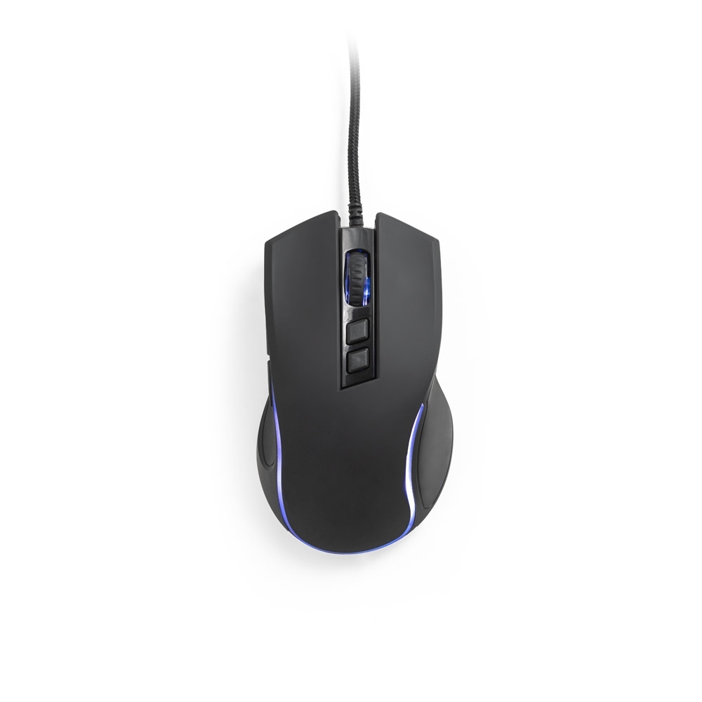Mouse para jogos em ABS com acabamento em borracha