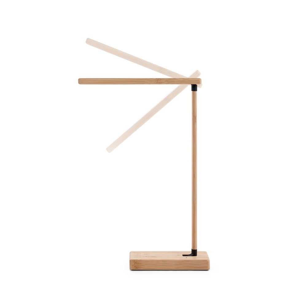 Luminária em bambu com carregador wireless