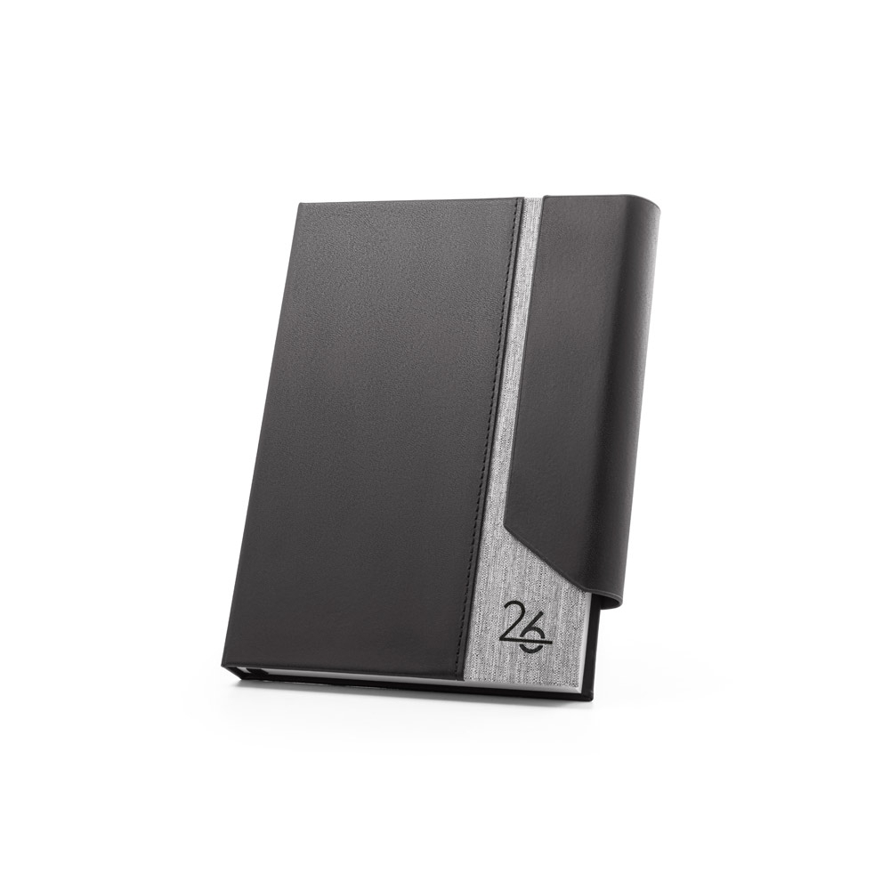 AUSTEN A5. Agenda A5 em PU (58% reciclado) e PET Reciclado (100% rPET) 300D