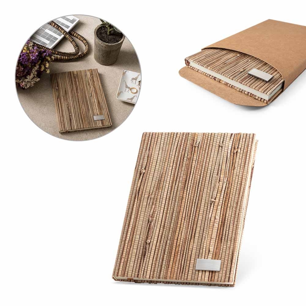 Caderno A5 com Capa Dura em Palha Natural 15,0 x 21,0