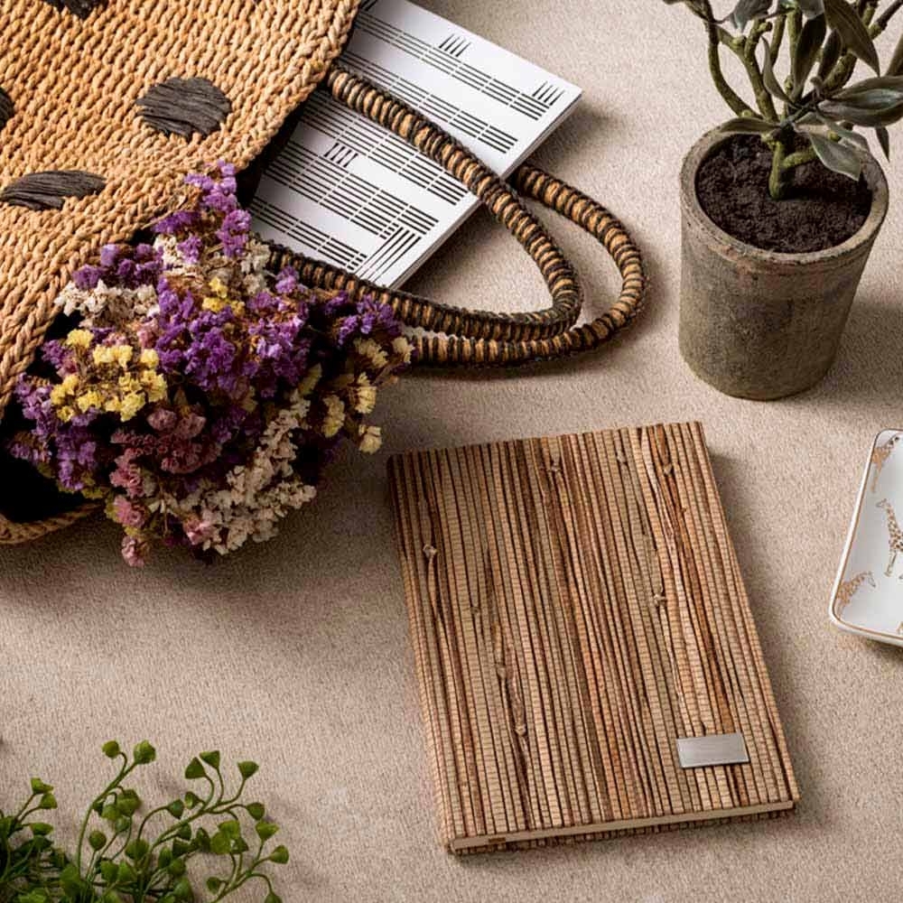 Caderno A5 com Capa Dura em Palha Natural 15,0 x 21,0