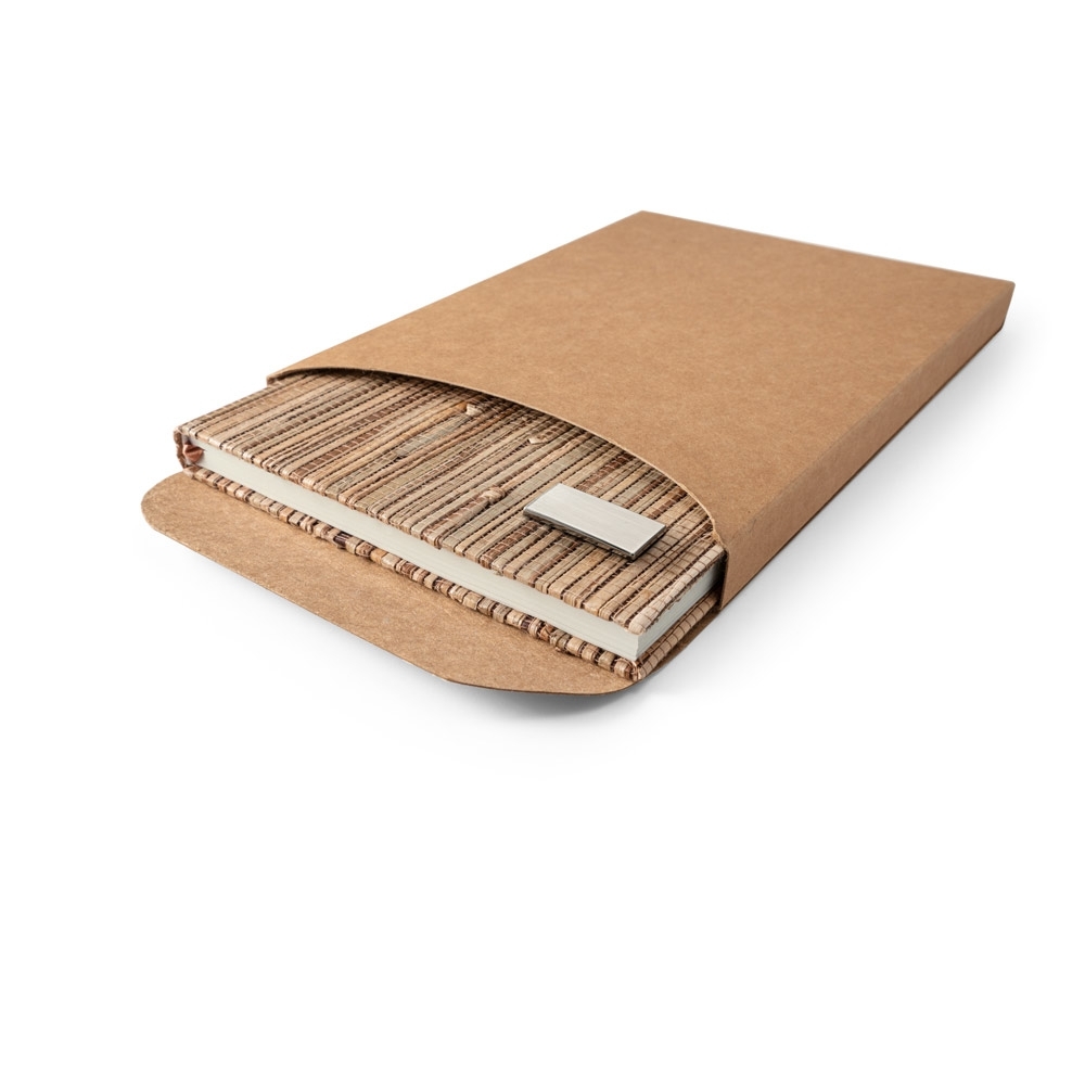 Caderno A5 com Capa Dura em Palha Natural 15,0 x 21,0