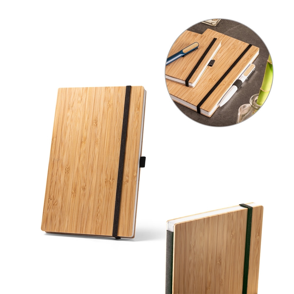 Caderno de Bolso tipo Moleskine em Placa de Bambu (9x14cm)