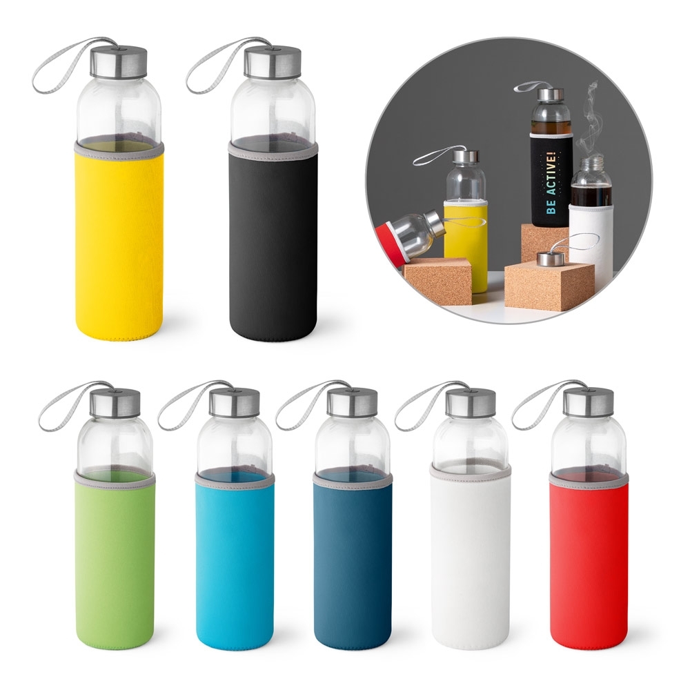 Squeeze de vidro com tampa de inox, 520ml 