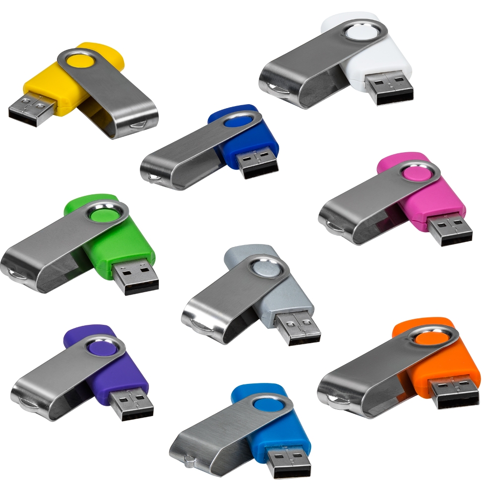 Pen Drive Giratório Metálico disponíveis: 4GB/8GB/16GB/32GB