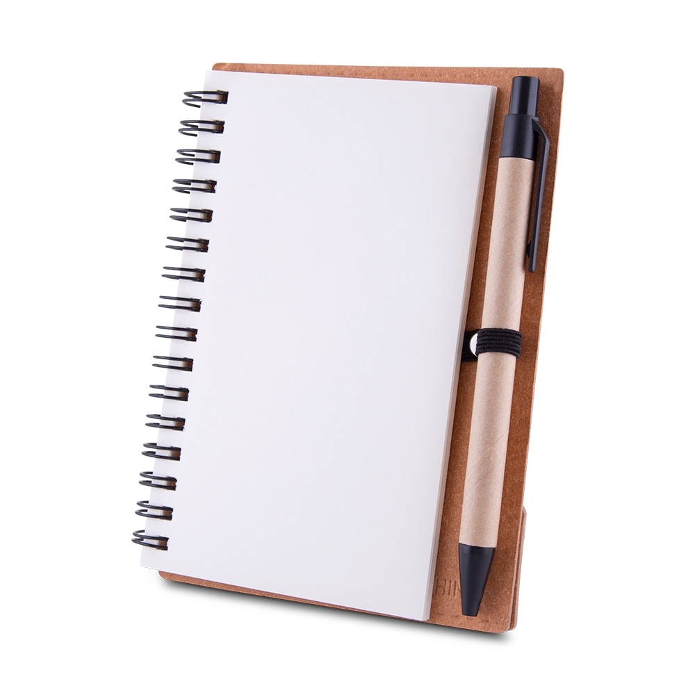 Caderno Capa em Papelão Reciclado c/ Caneta 14,5 x11,0