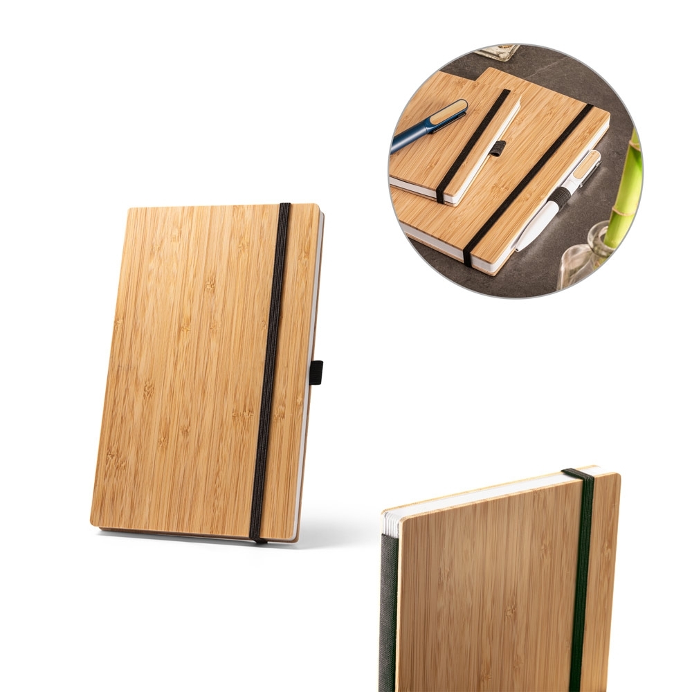 Caderno tipo Moleskine A5 em Placa de Bambu (21x14cm)