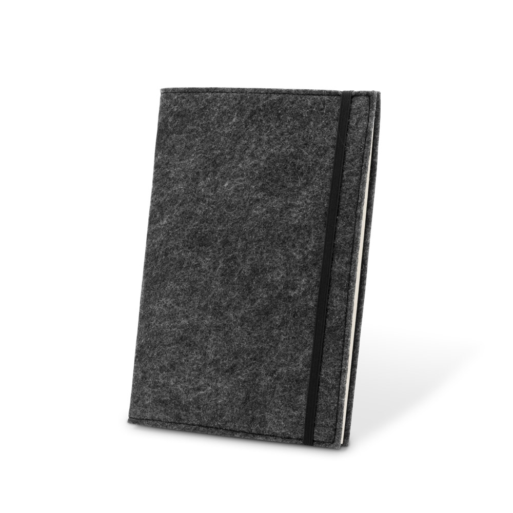 Caderno A5 com capa em feltro 100% reciclado