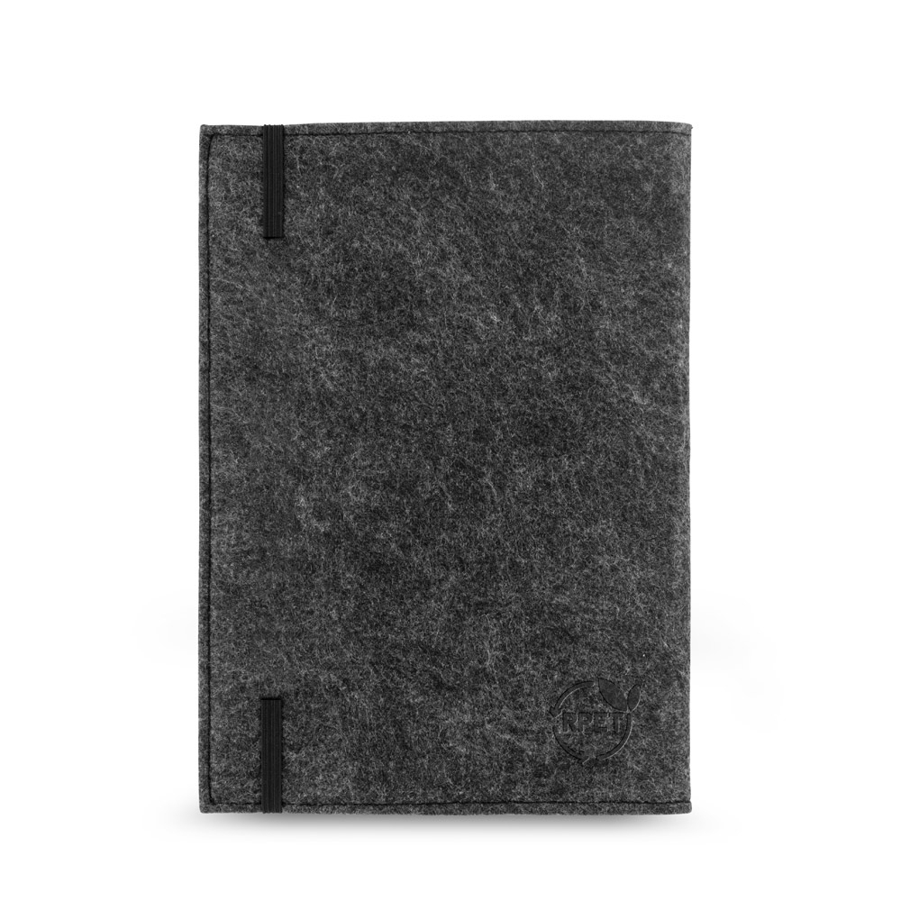 Caderno A5 com capa em feltro 100% reciclado