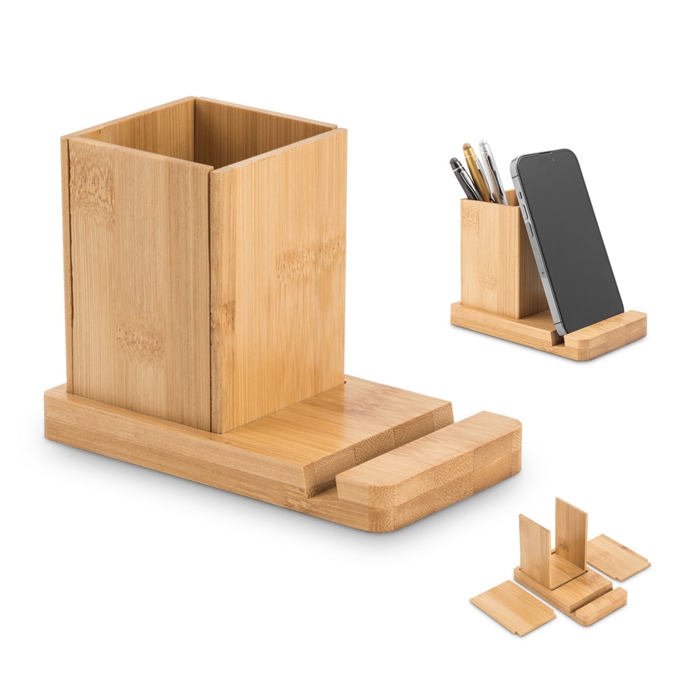 Conjunto suporte para celular e porta lápis