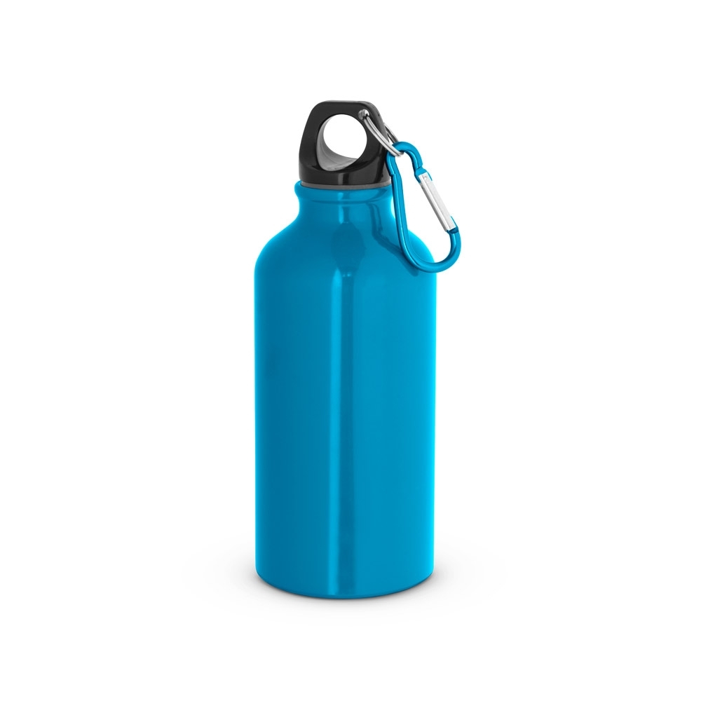 Garrafa esportiva em alumínio brilhante com mosquetão 400 mL