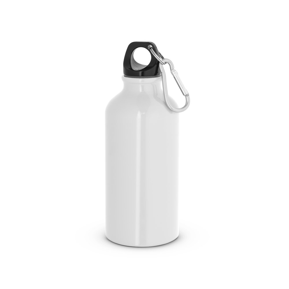 Garrafa esportiva em alumínio brilhante com mosquetão 400 mL
