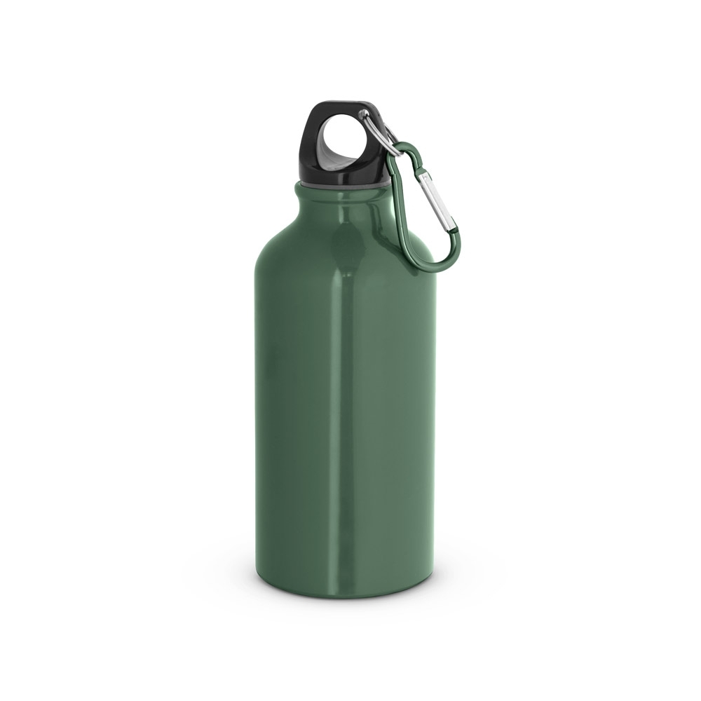 Garrafa esportiva em alumínio brilhante com mosquetão 400 mL