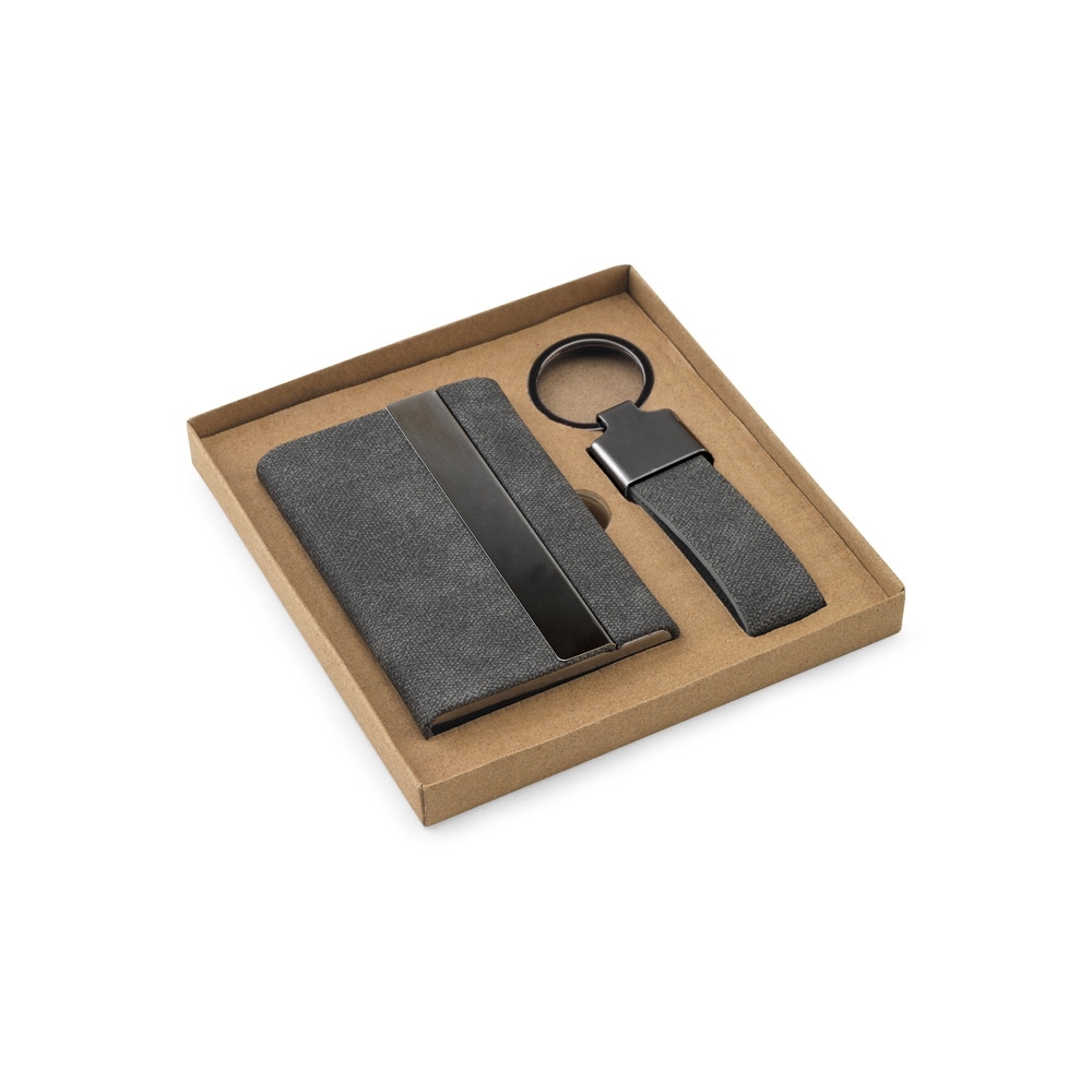 Conjunto porta-cartões e chaveiro